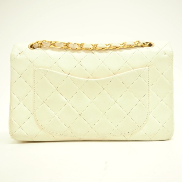 CHANEL Matelasse 23 Double Chain Flap Coco Mark Shoulder Bag White Ladies - Picture 2 of 10